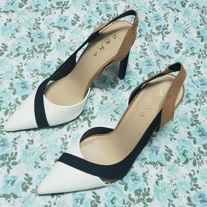 New Zara 4 inch heels, leather and suede.
